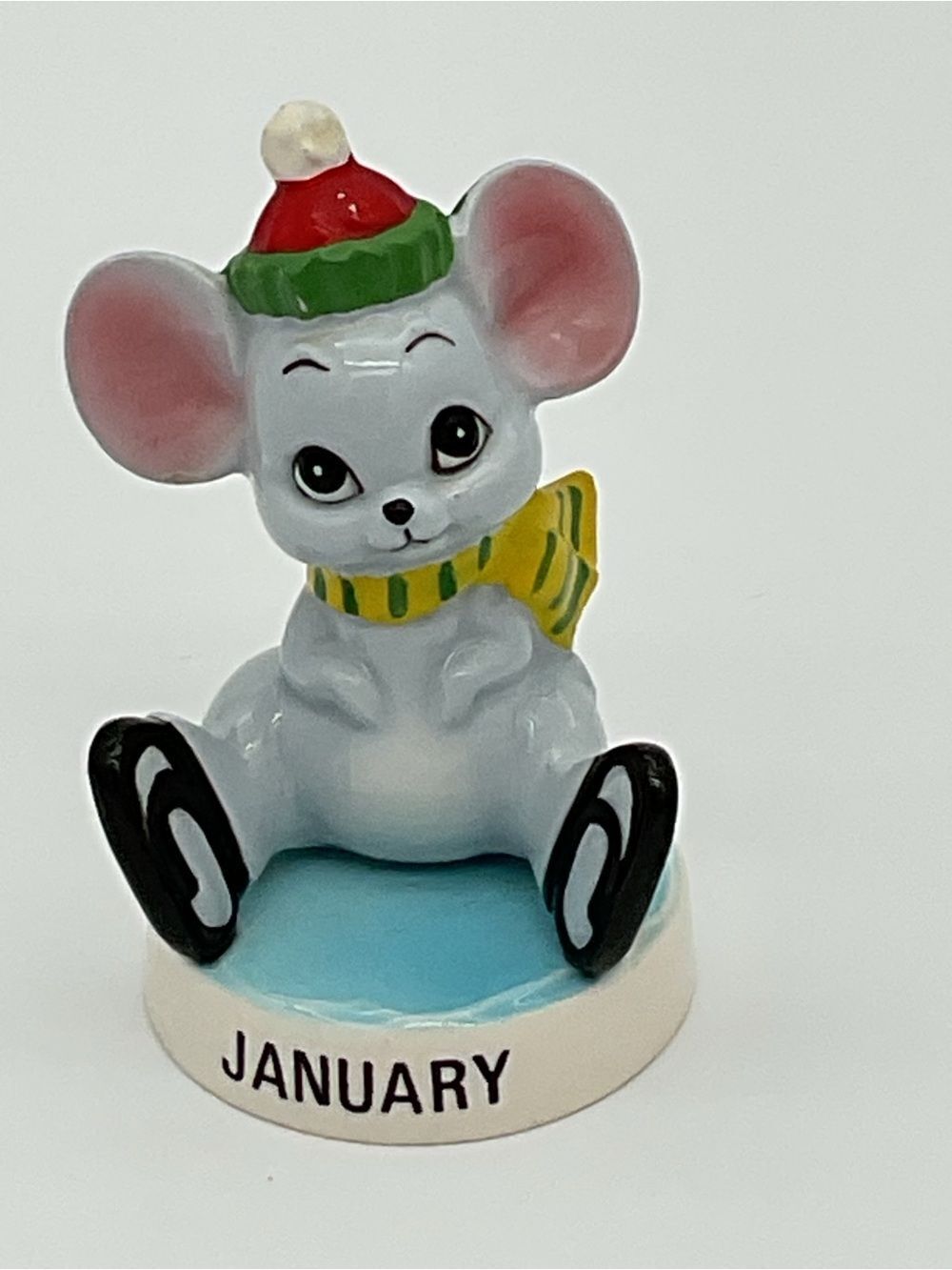 Vintage Norcrest January Mouse Figurine Holiday Snow Mouse